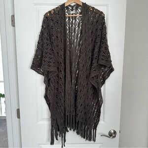Croft & Barrow Taupe Crochet Kimono